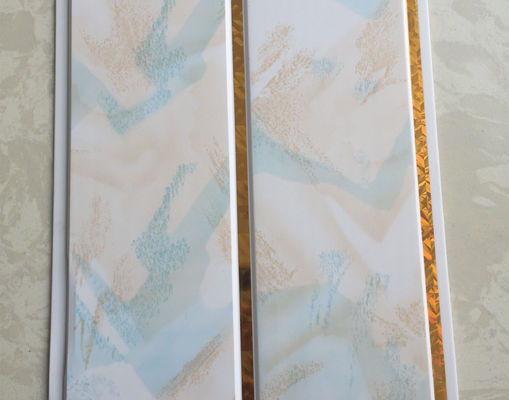 Πάνελ οροφής PVC μεσαίας αυλάκωσης πλάτους 20cm Αδιάβροχες σανίδες για μπάνια / Αδιάβροχα πάνελ οροφής μπάνιου με χρυσές γραμμές