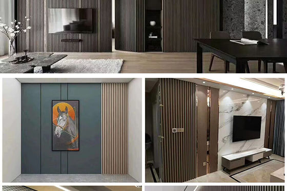 OEM Κούφιο ξύλινο σπόρο μαρμάρινο χρώμα Wpc ξύλο Slat τοίχος πίνακα επένδυση εσωτερικό