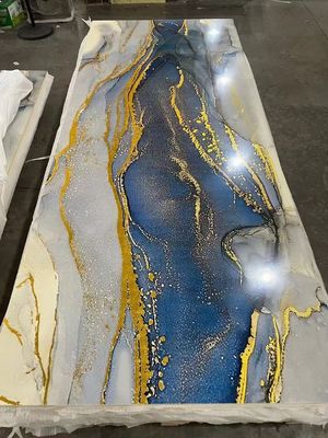 Γυαλιστερό αδιάβροχο UV επικαλυμμένο μαρμάρινο πάνελ τοίχου UV μαρμάρινο φύλλο για εσωτερικό τοίχο